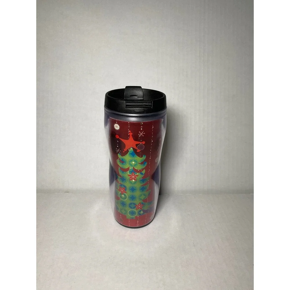 Starbucks 2004 Holiday Christmas Tree Red Insulated Travel Tumbler Mug 16oz